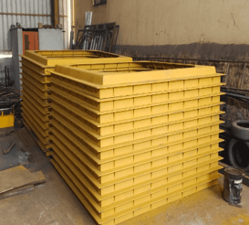Stacked fabricated yellow steel panels